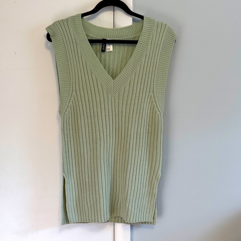 Divided Mint Green Ribbed Knit Sweater Vest